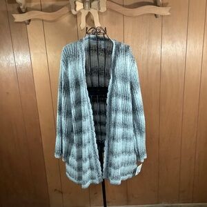 Alfred Dunner Gray Cardigan Sweater with Draped Design